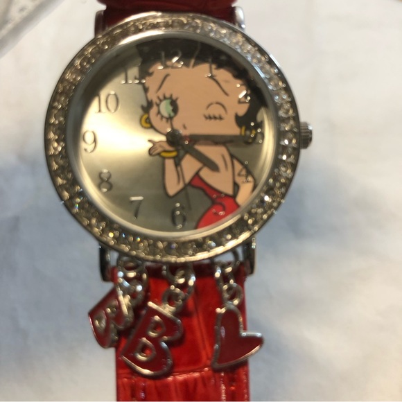 Betty Boop Wristwatch Jewelled Charms  Needs Battery Plastic Tag Still Attached - Picture 7 of 15